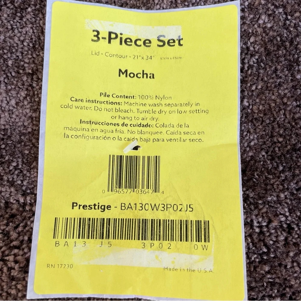 Garland Rug 3 Piece Traditional Bath Rug Set Brown New - Picture 6 of 7